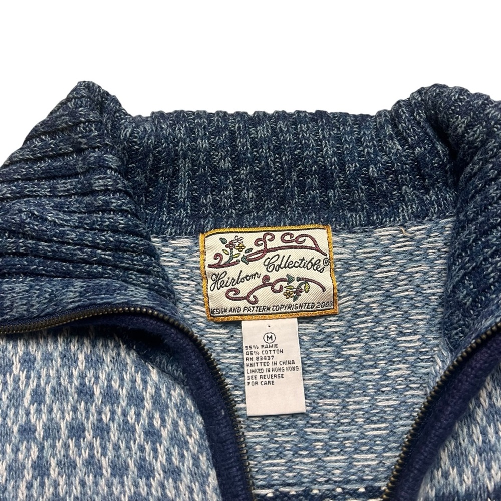 Heirloom Collectibles Holiday Women’s Cotton Blend Knit Zipper front Cardigan - Picture 3 of 6